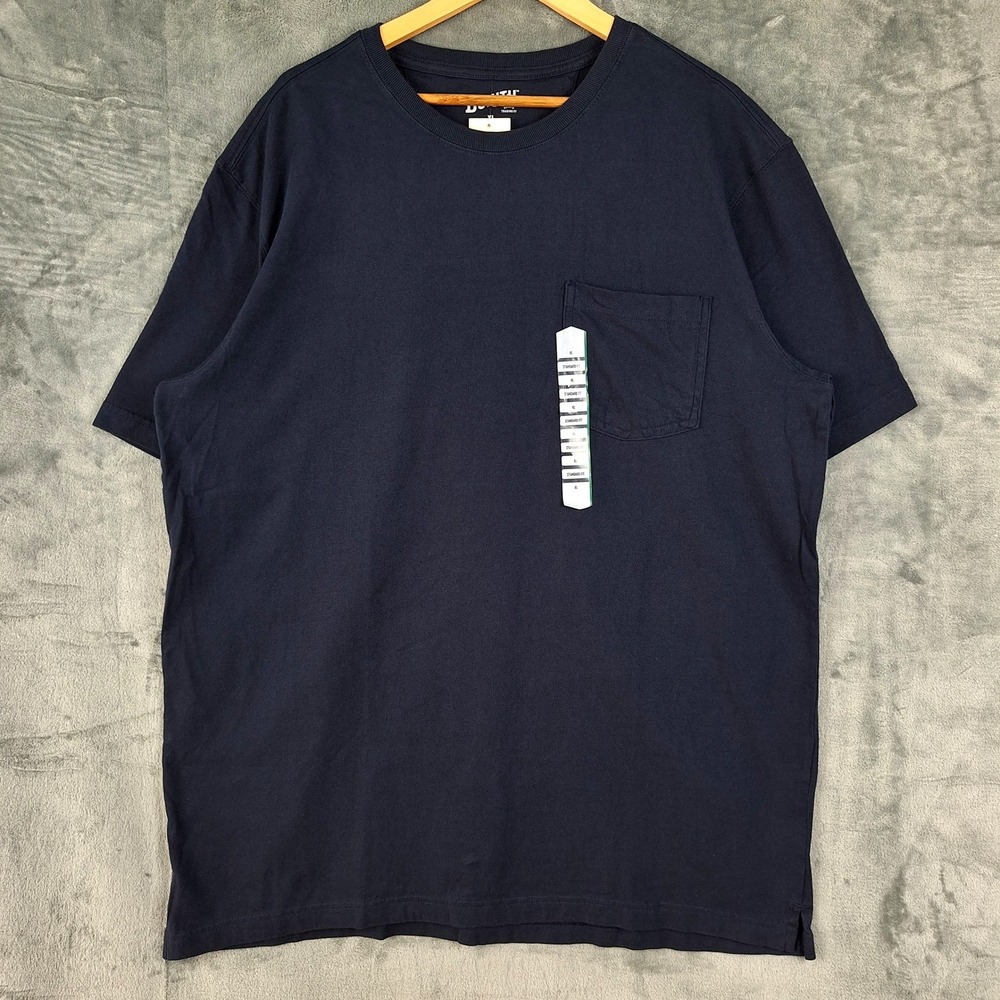 Duluth Trading Shirt Mens XL Navy Blue Longtail T Standard Fit Pocket Casual